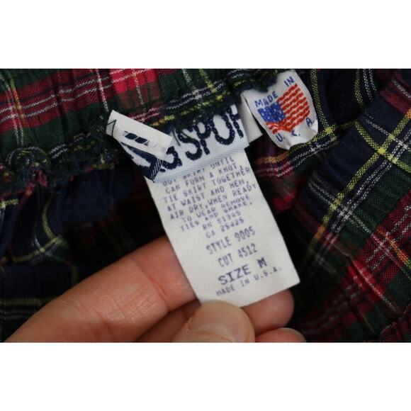 VINTAGE VRG Sport Womens Size Medium Maxi Pull On Plaid Broom Skirt Green Red - Picture 5 of 5